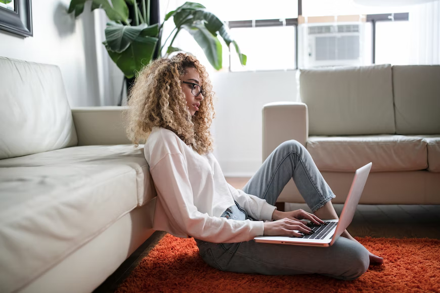 laptop using woman